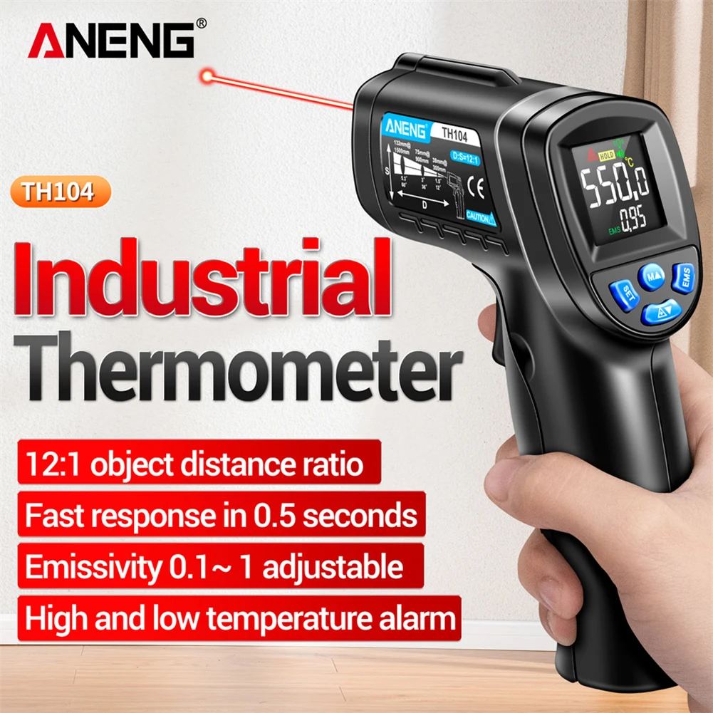 TH104 Infrared Thermometer Laser Temperature Meter -50~550℃ Non-contact  Tempetature Gun with VA Reverse Display Screen - AliExpress