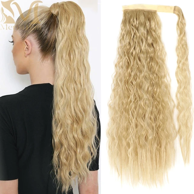 MERISIHAIR Synthetic Long Straight Wrap Around Clip In Ponytail Hair Extension Heat Reistan Pony Tail Fake Hair 19-24-613