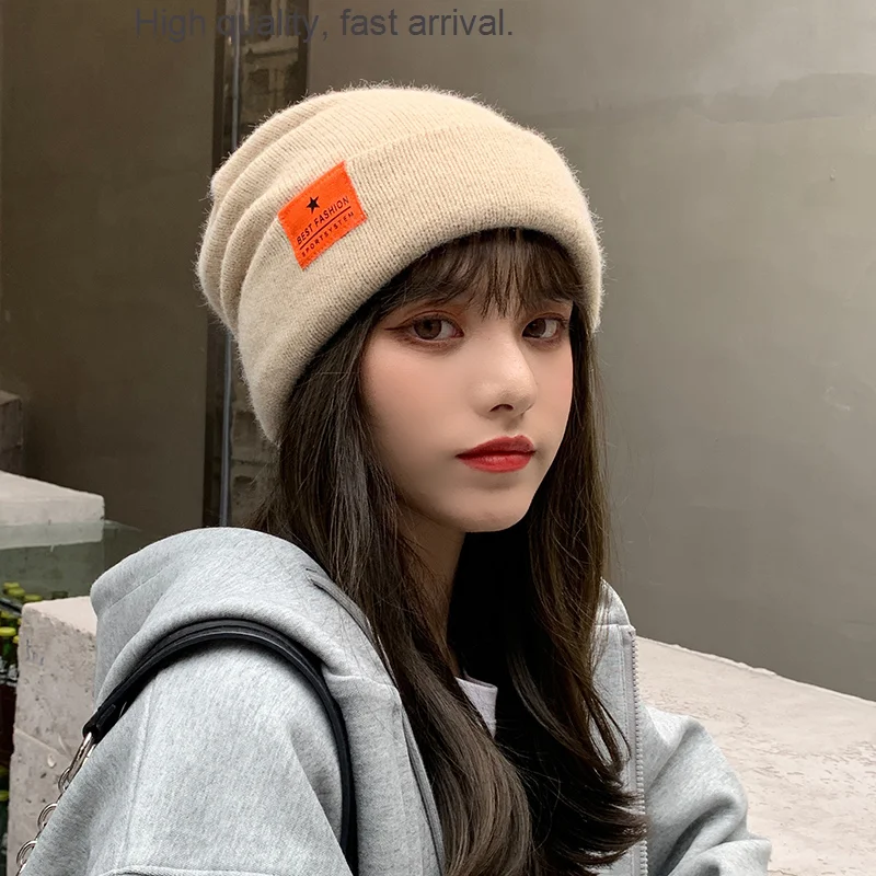 

Модная шапка женская универсальная и милая теплая осенне-зимняя модная Вязаная Шерстяная Шапка-бини в южнокорейском стиле зимняя шапка