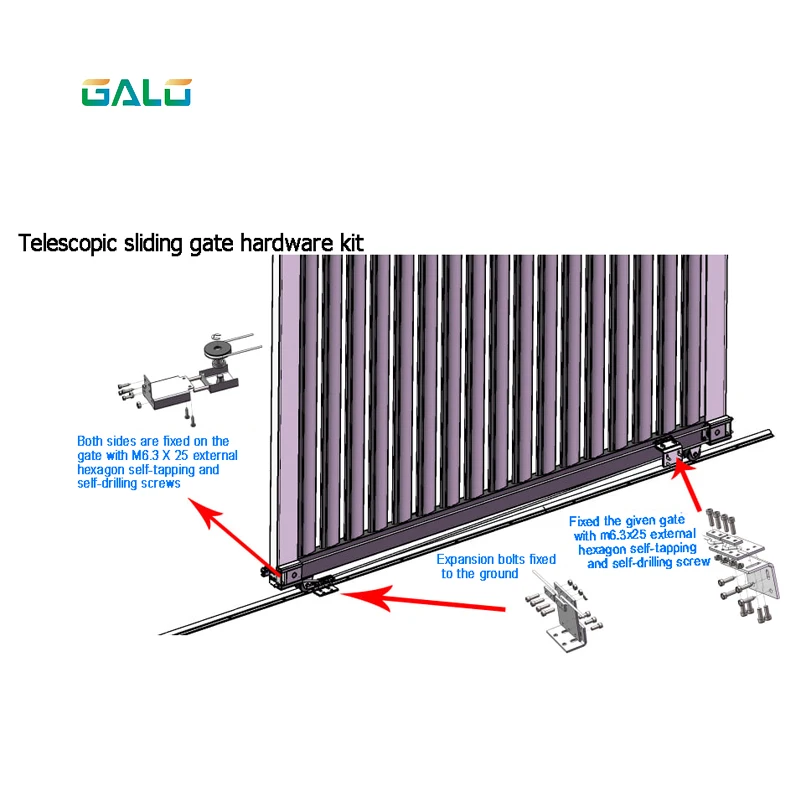 Telescopic Sliding Gate Hardware Kits for AUTO Sliding Gate Opener DIY