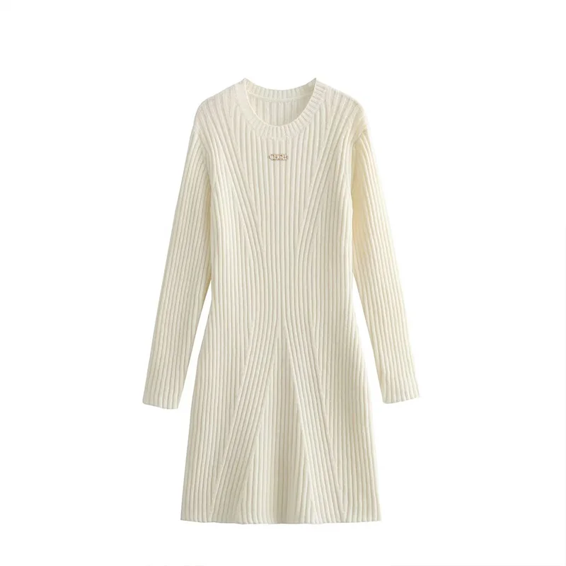 

Fashion Knitted Dress For Women 2023 Autumn Elegant Long Horn Sleeve Short Dress Female Evening Party Chic bodycon Mini dresses
