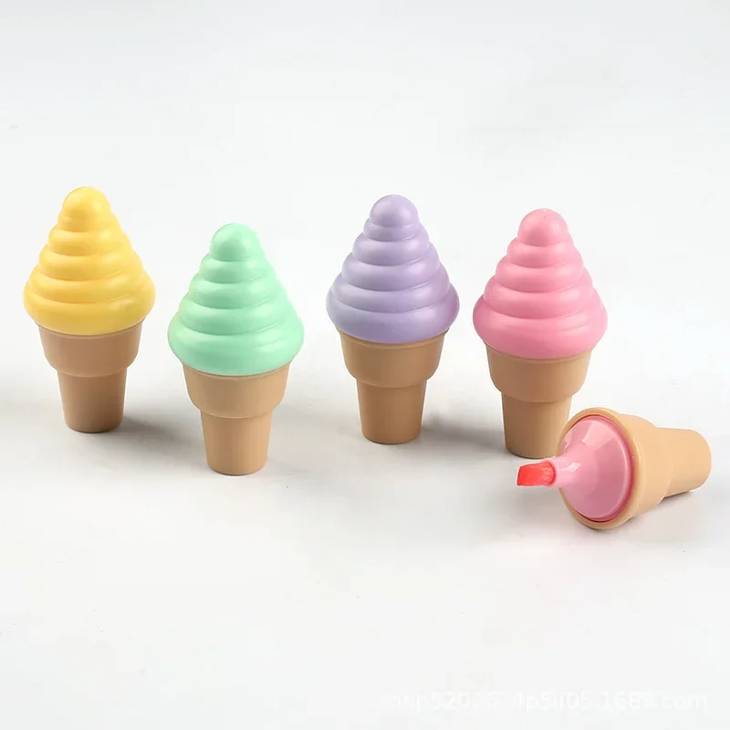 30PCS 크리 에이 티브 편지지 아이스크림 캐니스터 모양의 형광펜 귀여운 어린이 낙서 그림 형광펜