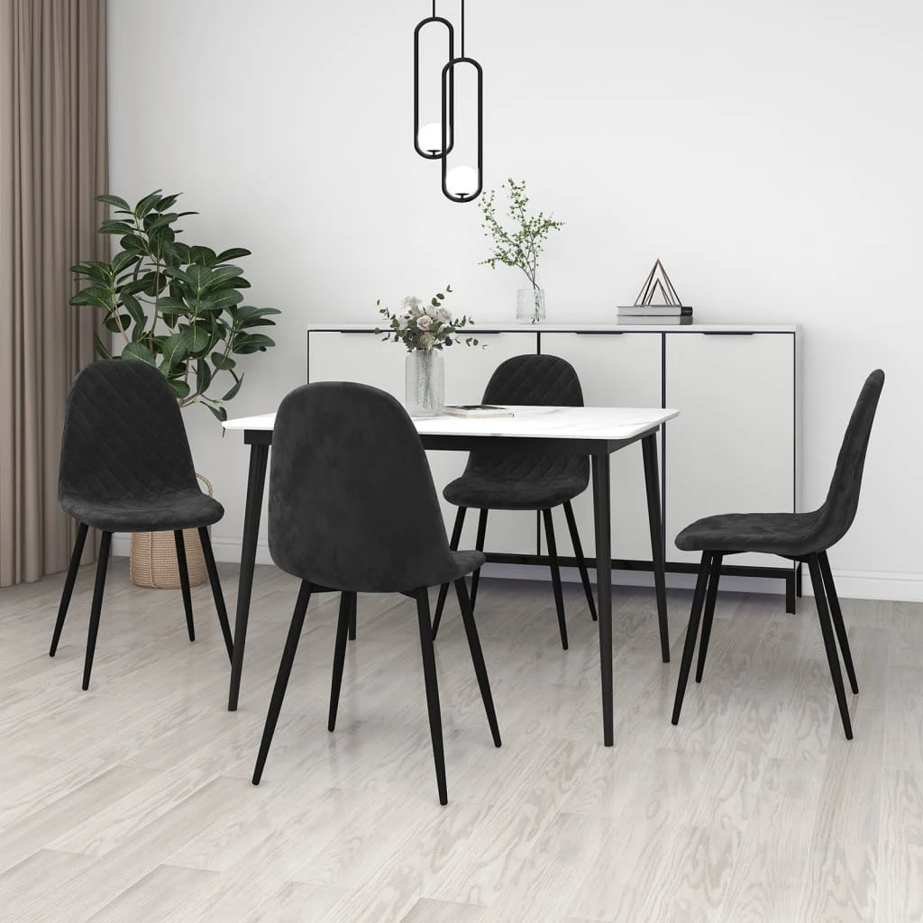 eb Krankzinnigheid voorraad 4 stuks eetkamerstoelen 4 eenheden zwart/crème wit fluwelen eetkamer  meubels modern licht luxe stijl| | - AliExpress