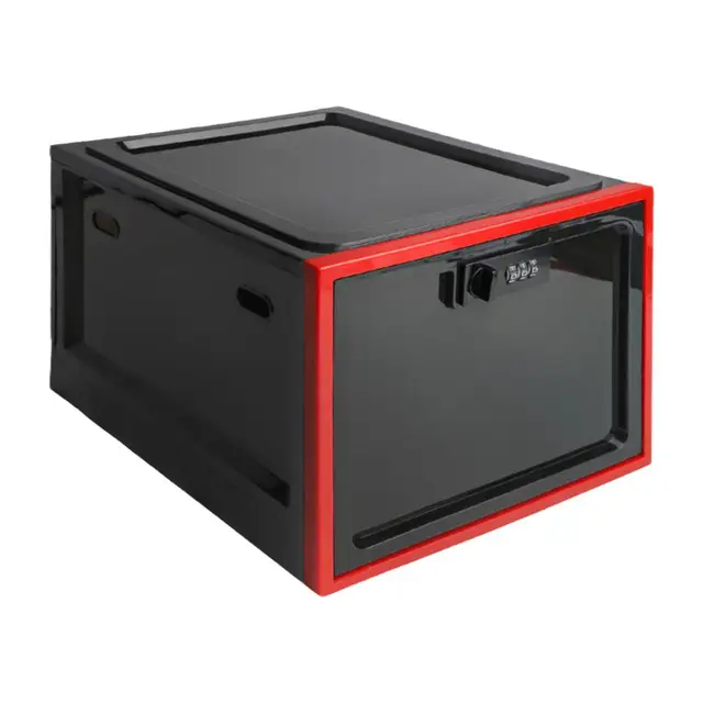 Lockable Box Large Capacity Clear Locking Box For Storage Bin Organizer Box For Fridge Food/Home Safety Password Medicine B V7F7 6