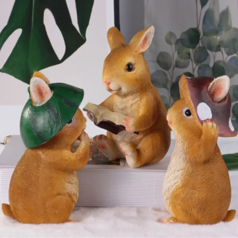 

Garden Resin Rabbits Ornaments Cute Figure Animal Statue Mini Fairy Creative Cute Landscape Yard Grass Flowerpot Decoration
