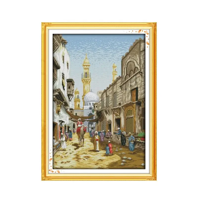 

Exotic scenery cross stitch kit city street DIY hand embroidery set handmade needlework cross-stitching DMC color Dreamfounder