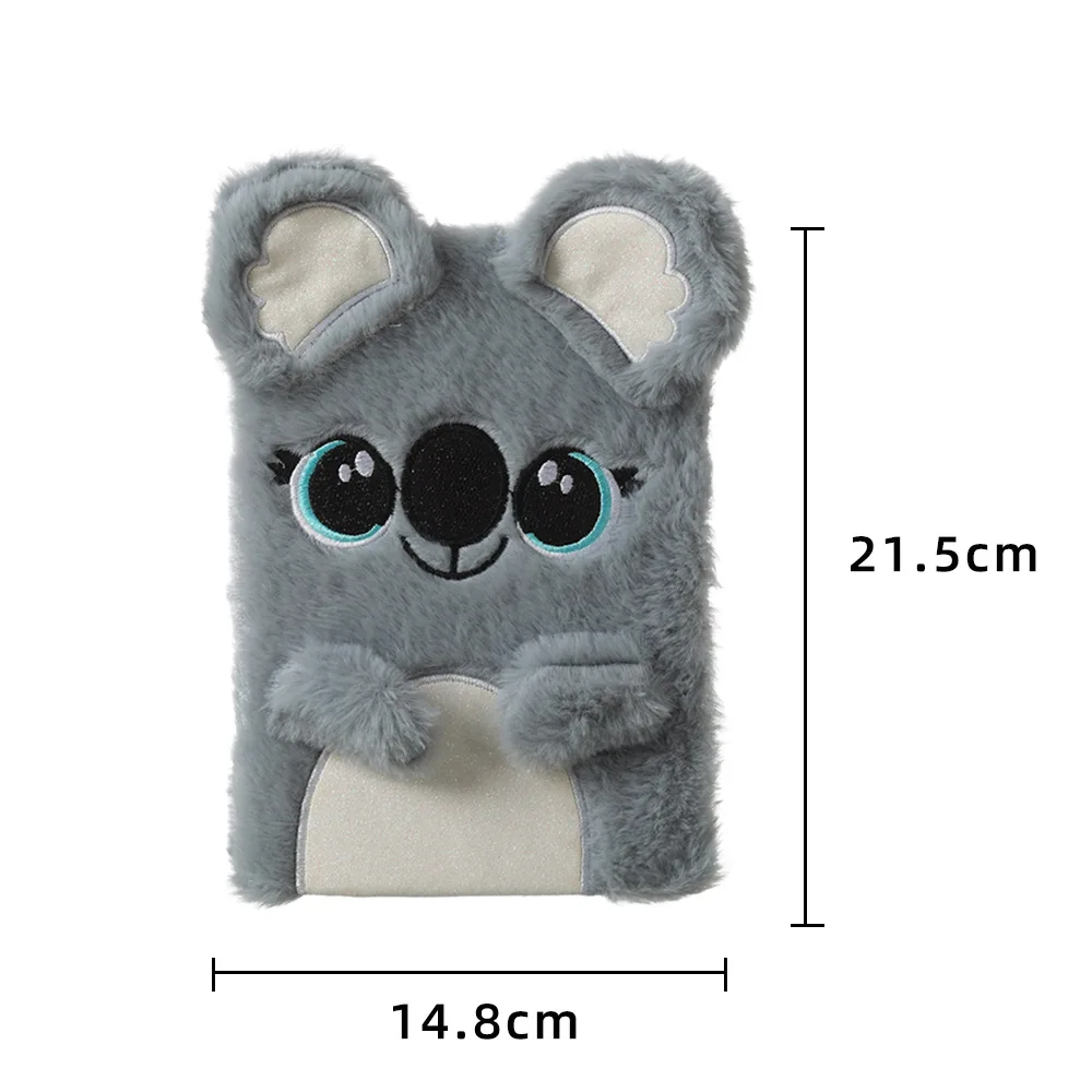 A5 Cute Girl Embroidered Cartoon Plush Notebook, Hand Book Student Prize Journal Record Diary Book 160 Pages 6