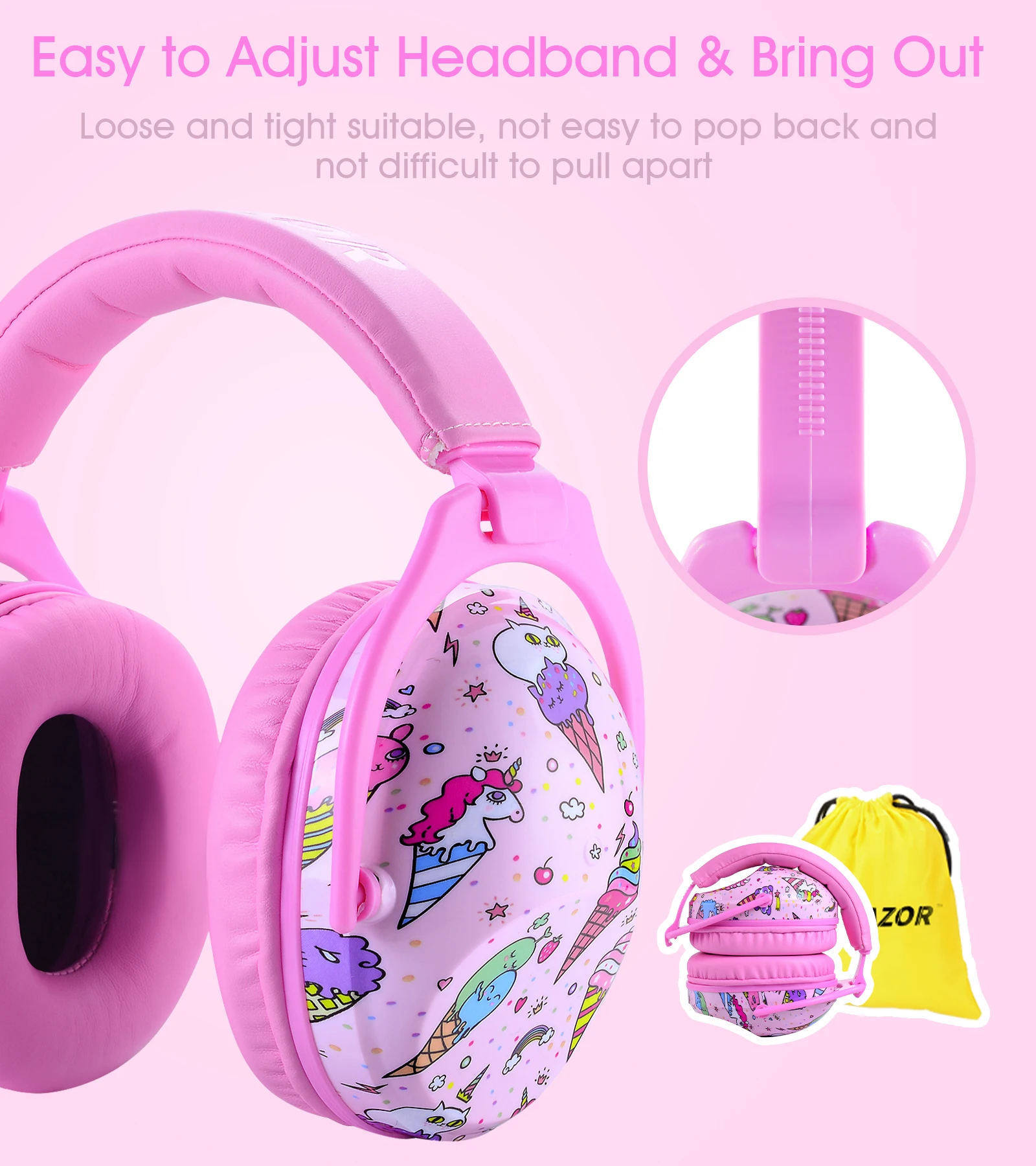 HOCAZOR Kid Earmuffs Noise Protection Safety Ear Muffs Protectors for Children Hearing Defenders Sensory Issues Noise Reduction