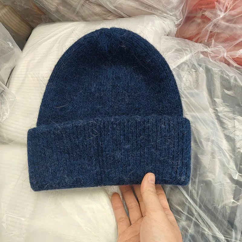 Winter Hüte Für Frauen Männer Unisex Mützen Luxus Kaninchen Fell Thermische Hut Weichen Dicken Warm Halten Casual Motorhaube Baggy Cap Neue – Detail 2