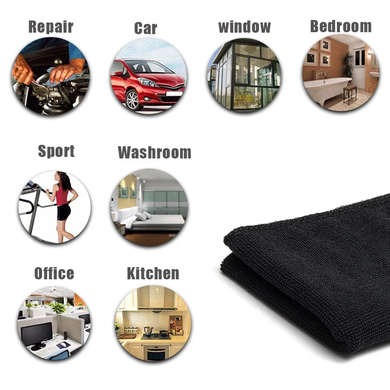 20pcs/lot 30cmx40cm Car Care Black Polishing Wash Towels Microfibers Car Detailing Cleaning Soft Cloths Home Window