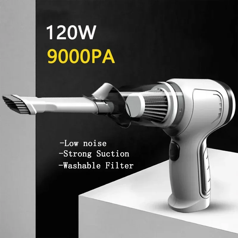 3 in 1 Handheld Auto Vacuum Home & Car Dual Use 120W 9000Pa Car Wireless Vacuum Cleaner Mini Cleaning Machine Accessories