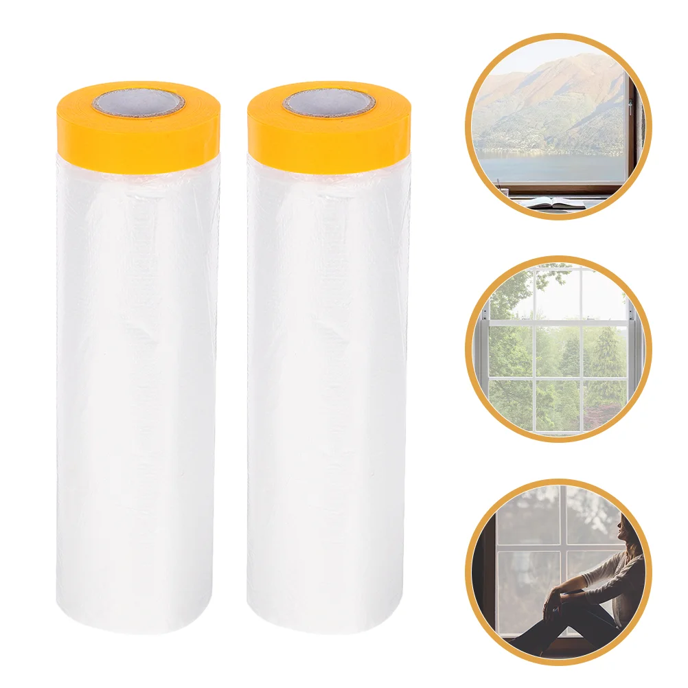 

2 Rolls Window Insulation Films Weatherproofing Window Insulation Film with Adhesive Tape(20 Meters)