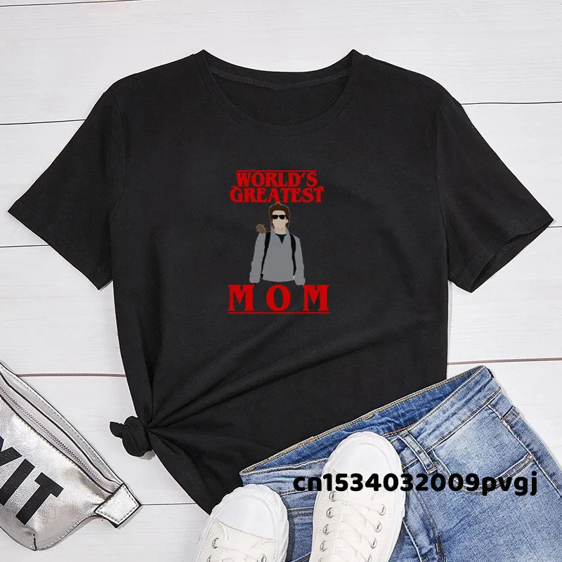 thumbnail image 1 of Steve Harrington World's Greatest Mom Women T Shirt Funny Print Summer Stranger Things Short Sleeve T Shirts Streetwear Clothing, 1 of 5