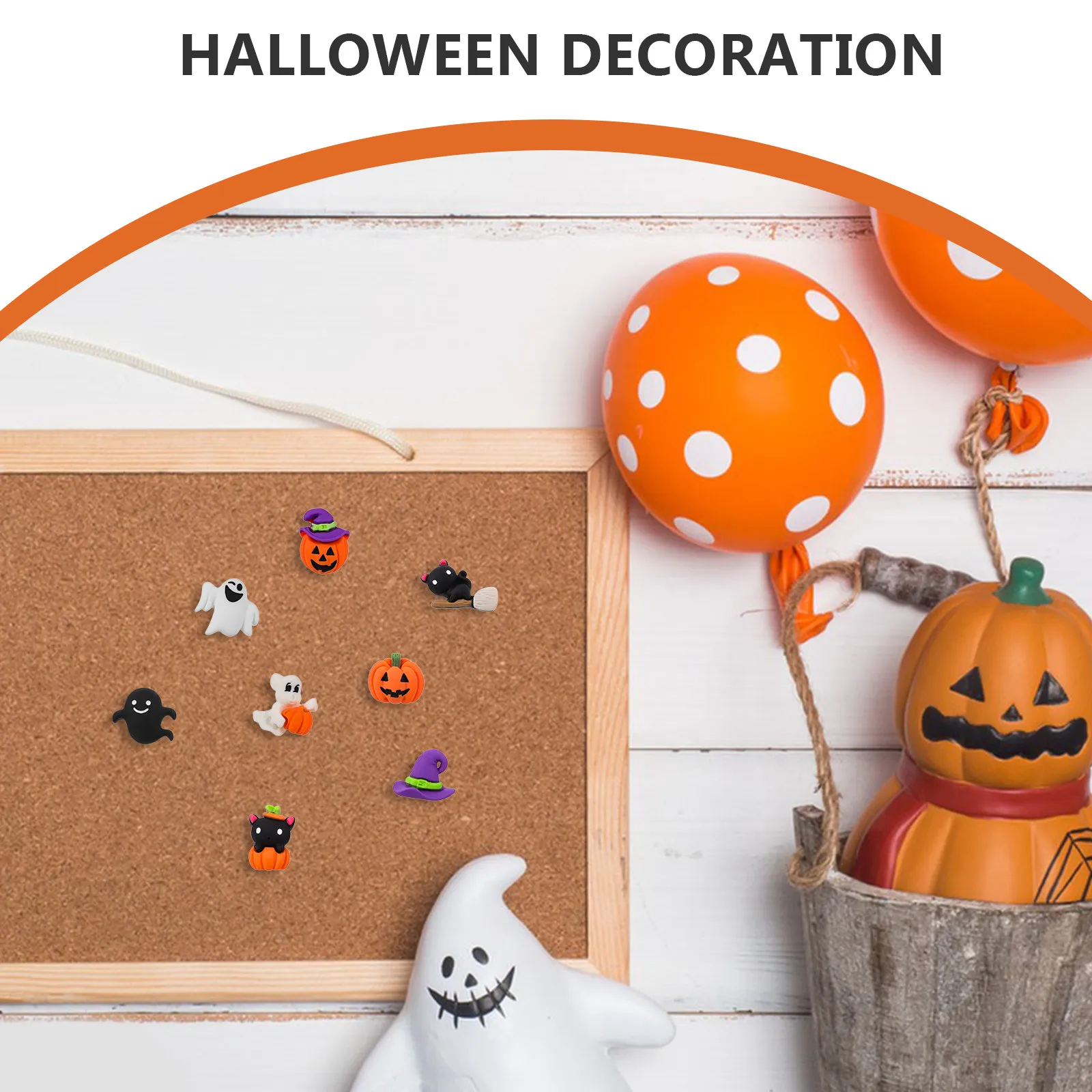 32Pcs 할로윈 호박 검은 고양이 푸시 핀 코르크 보드 벽 사무실 홈 파티 장식 축제를위한 장 압정