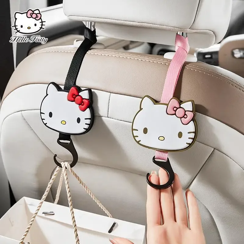 

Sanrio Anime Hello Kitty Kuromi Car Hooks Pachacco Seat Back Umbrella Storage Multifunctional Cartoon Paste Car Small Hooks