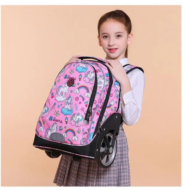 Children Rolling Luggage Bag School Wheeled backpack School