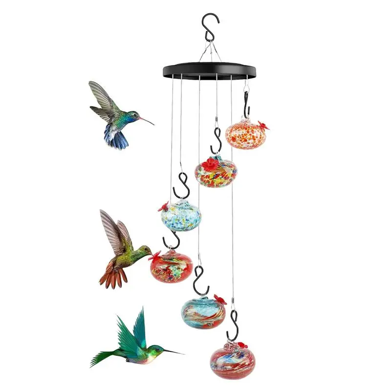 

Wind Chimes Hummingbird Feeder Acrylic Outside Feeders for Viewing Ant and Bee Proof Hummingbird Feeder Decorative Hummingbird