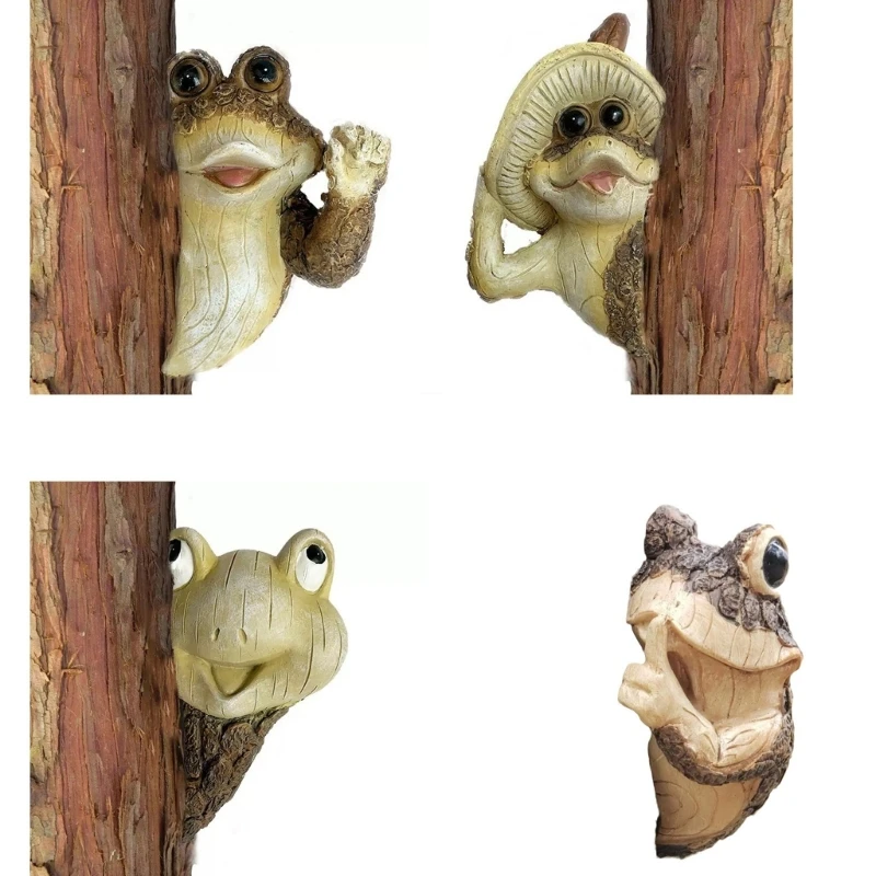 

Quiet Frogs Tree Animals Tree Peeker Sculpture Ornaments for Outdoor