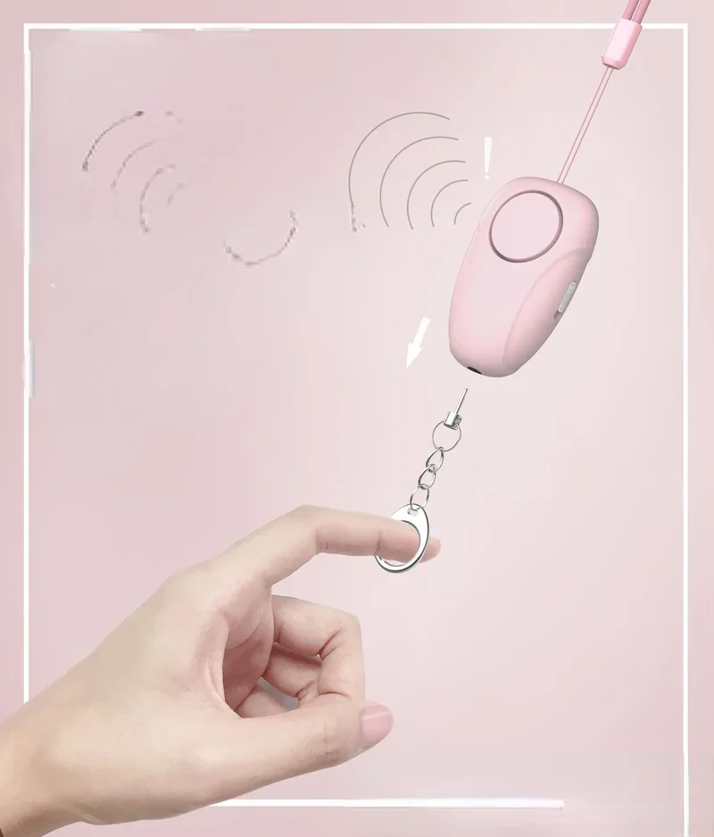 여아용 호신 키체인 알람, 120dB 보안 보호 경고, 개인 안전 비명 소리 큰 비상 경보