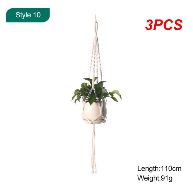 원예 녹색 식물 걸이식 바구니, 면 로프, 행어 화분, 수제 마크라메 화분, 포켓..
