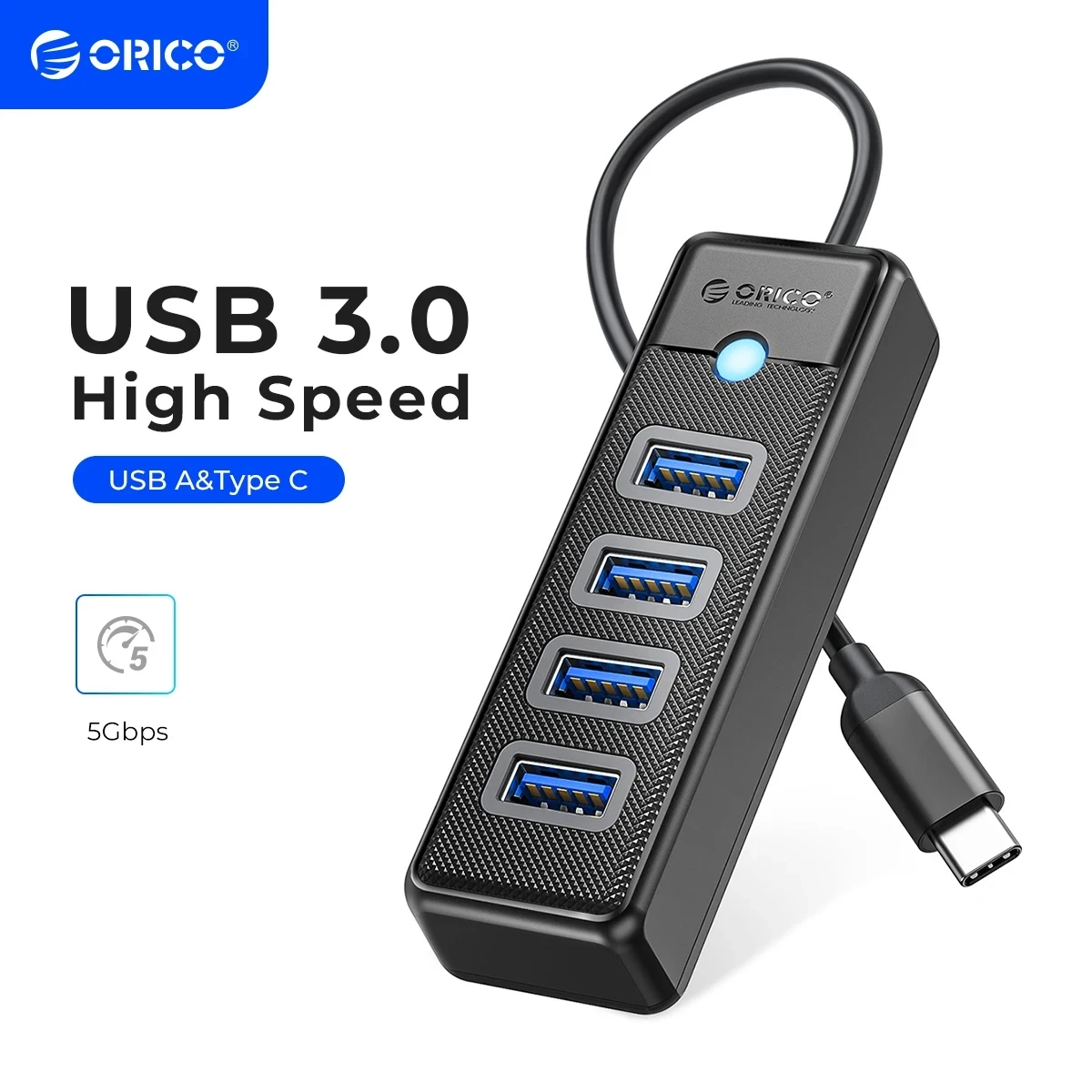 Orico-multi tipo c Splitter Usb 3.0 Hub 5gbps Alta Velocidade Adaptador Otg para pc Acessórios de Computador Macbook Pro Portas
