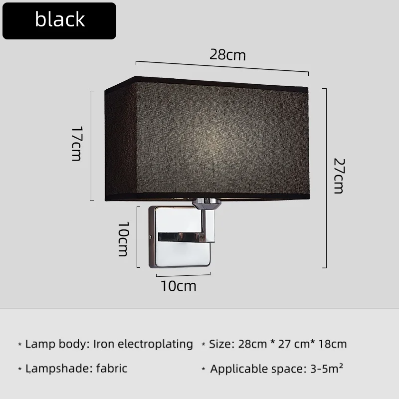 مصباح حائط من القماش الاسكندنافي مع مفتاح ، كشاف إ...