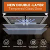 24 inch Dual Zone Drink Fridge with Glass Door, 3 Color LED Lights Wine Cooler for Beer Soda for Home Office Bar Bedroom 5