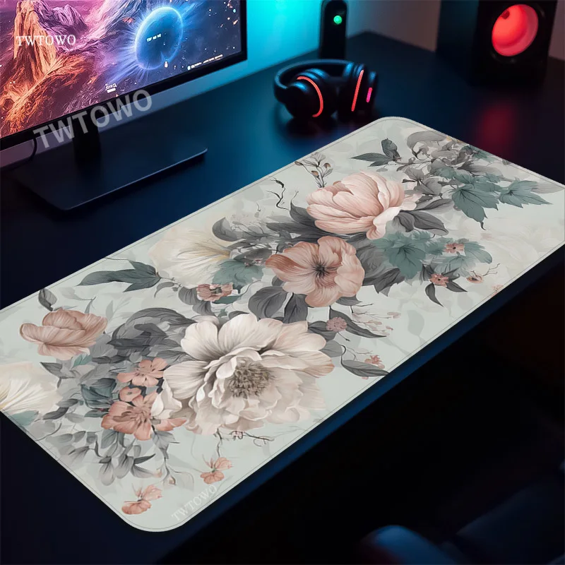 Mouse Pad Gamer Flower XL Large Mechanical Keyboard Pad Non-Slip Soft Laptop Mouse Mats Desktop