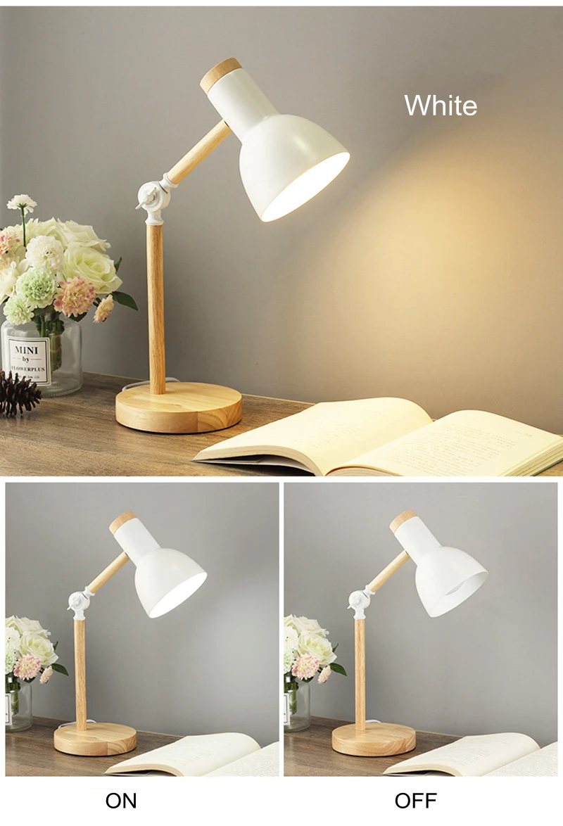 Nordic LED Desk Lamp - Wooden Iron Folding Table Lamp for Dorm & Home Office