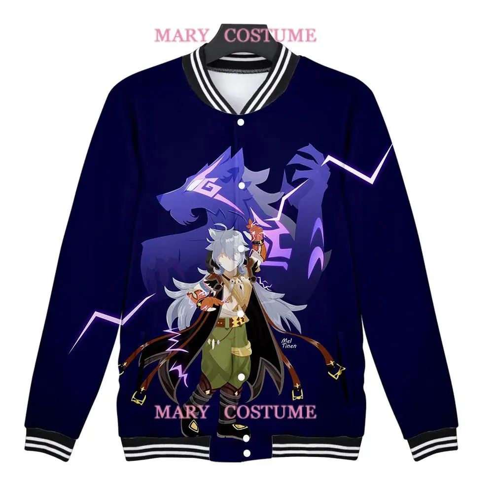 

Genshin Impact lei ze Same paragraph 3D Casual Slim Baseball Jacket Fashion Long-sleeved Jacket Trend Casual Baseball