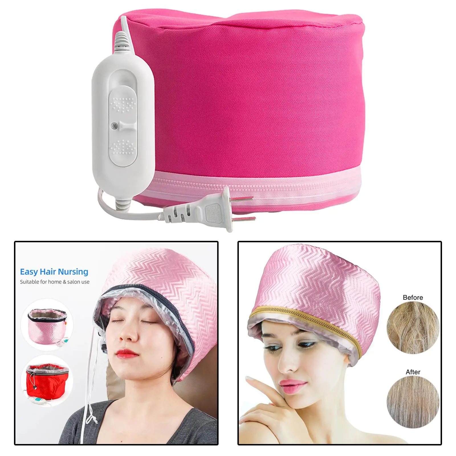 Hair Heating Caps Steamer 3 Adjustable with Zipper Essential Heating Hat Dryers for Deep Conditioning Travel Drying