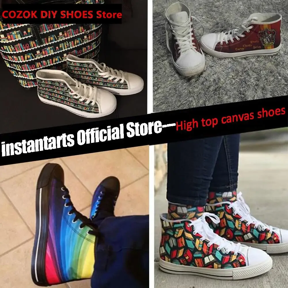Japanese Ocean Waves Painting Vulcanized Shoes Women Canvas High Top Flat Shoes Casual Lace Up Sneakers for Ladies