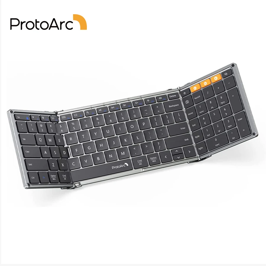 Protoarc-teclado sem Fio Xk01 Bluetooth com Teclado Numérico Dobrável para Iphone Computador Ipad