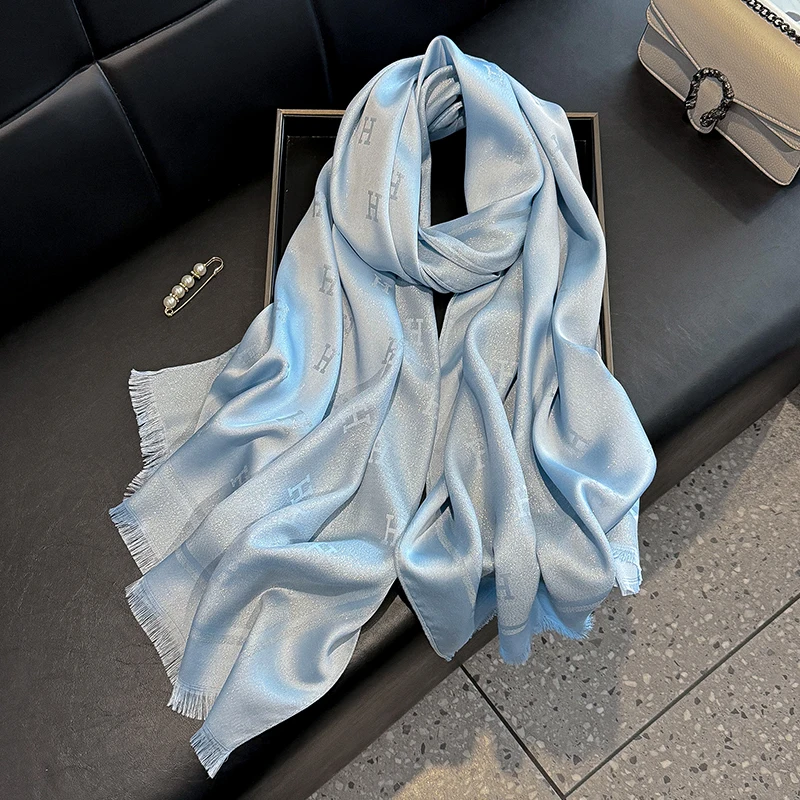 New Muslim Fashion Ladies Letter Print Hijab Tencel cotton Gauze scarf Elegance Sun Protection Shawl Decoration Wrap Headscarf