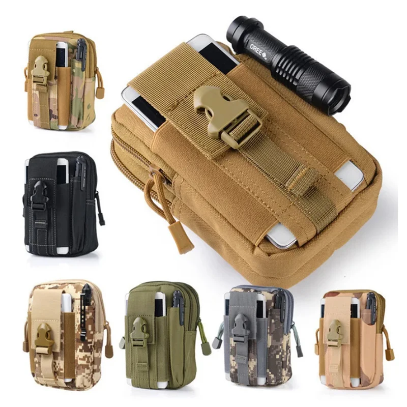 

Men Tactical Molle Pouch Belt Waist Pack Bag Phone Pocket Military Waist Fanny Pack Running Pouch Travel Camping Bags Soft Back