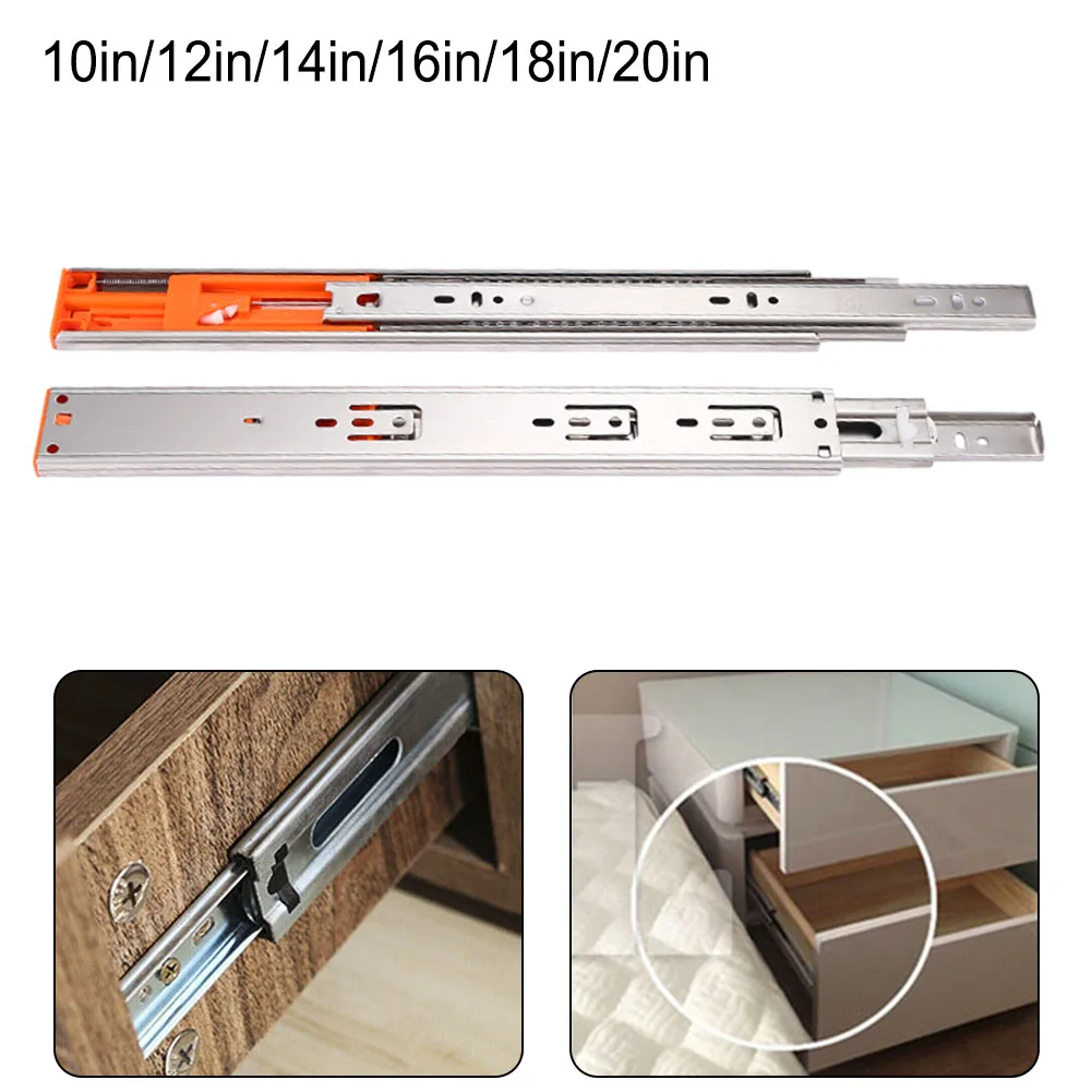 Description Picture 2 of itemStainless Steel Thickened Hydraulic Damping Buffer Drawer Slide Silent Two-Section Cabinet Slides Furniture Hardware 8~20Inch