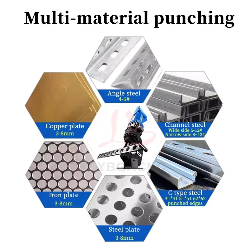 Multifunctional Electric Hydraulic Machine Portable Punching Machine C Type Steel  Beveled Angle Rounded Angle The Moveable 5cm 4