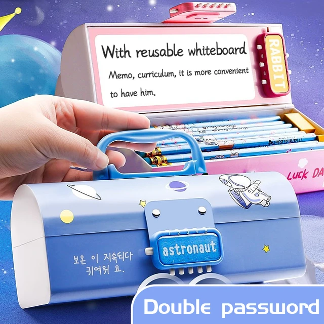 Multifunction Pencil Box With Double Password Lock, Large Capacity