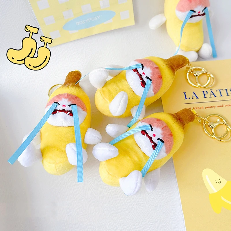 Crying Banana Cat Plush Keychain Doll
