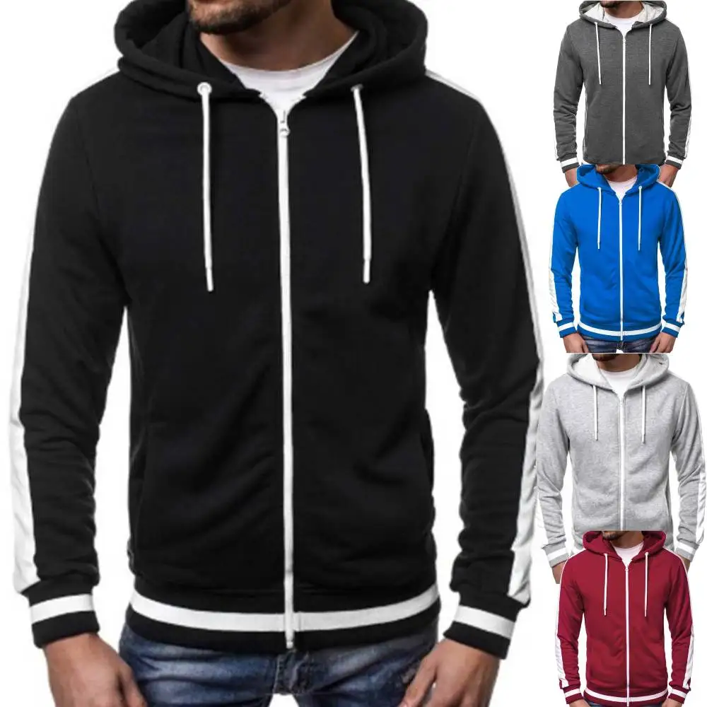 Men Sports Casual Hoodies Wear Zipper Tide Jacquard Fleece Jacket Fall Sweatshirts Spring Autumn Coat Sweatshirt Mens Jacket