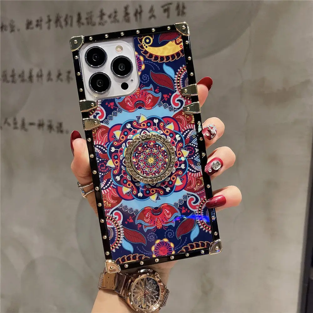 Fashion Ring Holder Square Plated Flower Case For MOTOROLA MOTO G Stylus  2021 2022 G Play G Pure MOTO G 5G 2023 Cover - AliExpress