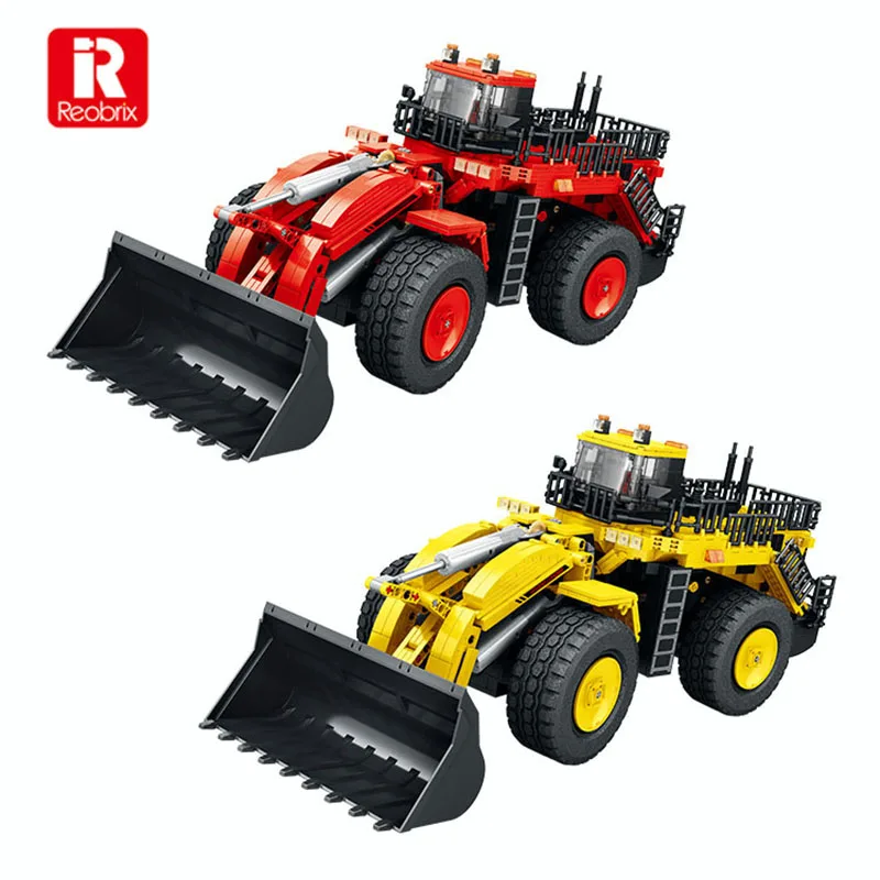 Reobrix 22009 및 22010 기계식 로더 RC카 모델 앱 리모컨 엔지니어링 시리즈 DIY 장난감 빌딩 블록, 남아용 선물