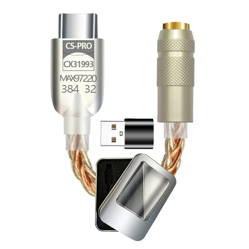 

Звуковой адаптер USB C на 3,5 мм, адаптер для наушников типа C, кабель ЦАП, звуковой адаптер с чипом CX31993 MAX97220, адаптер