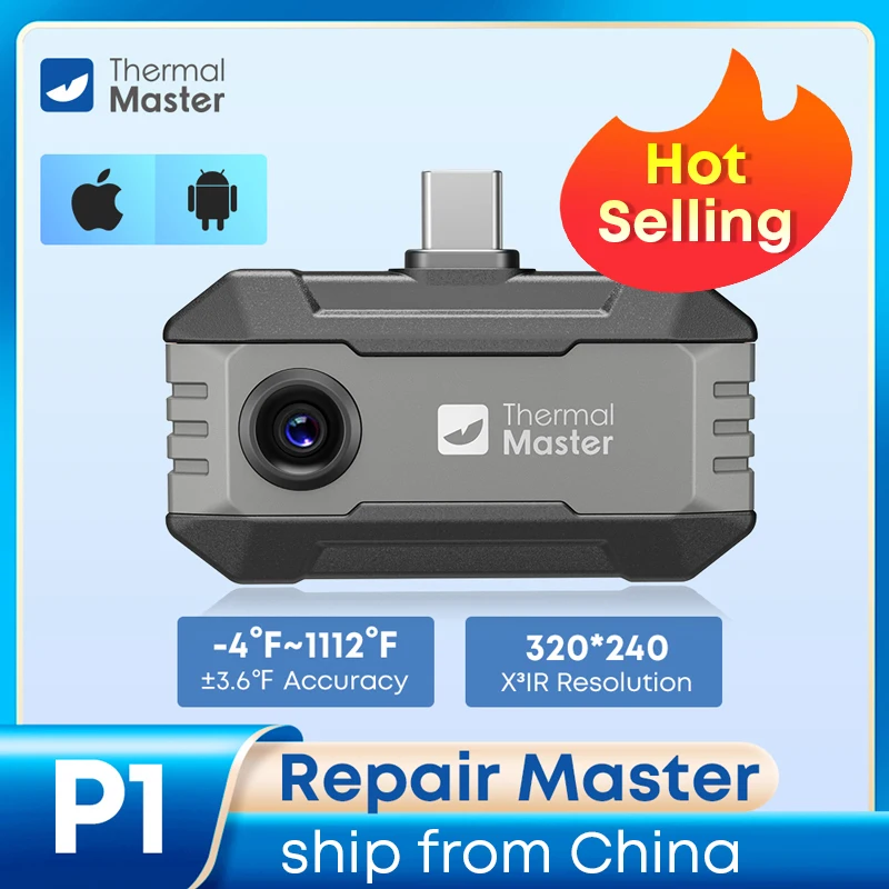P1 열화상 카메라 320*240 X³IR 해상도 iOS 및 안드로이드 폰용 600 ℃ 고온 측정 범위 25Hz HVAC 검사용 ...