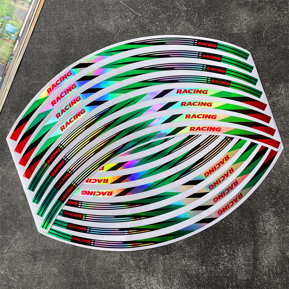 Vibrant Rainbow Wheel Stickers - 17 Rim Tape for Car and Motorcycle Styling