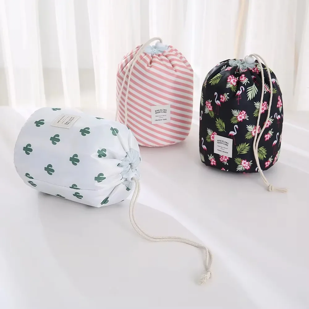 2023 New High-capacity Barrel Cosmetic Bag Waterproof Cylindrical Drawstring Makeup Bags Women Travel Toiletry Bag Dropshipping