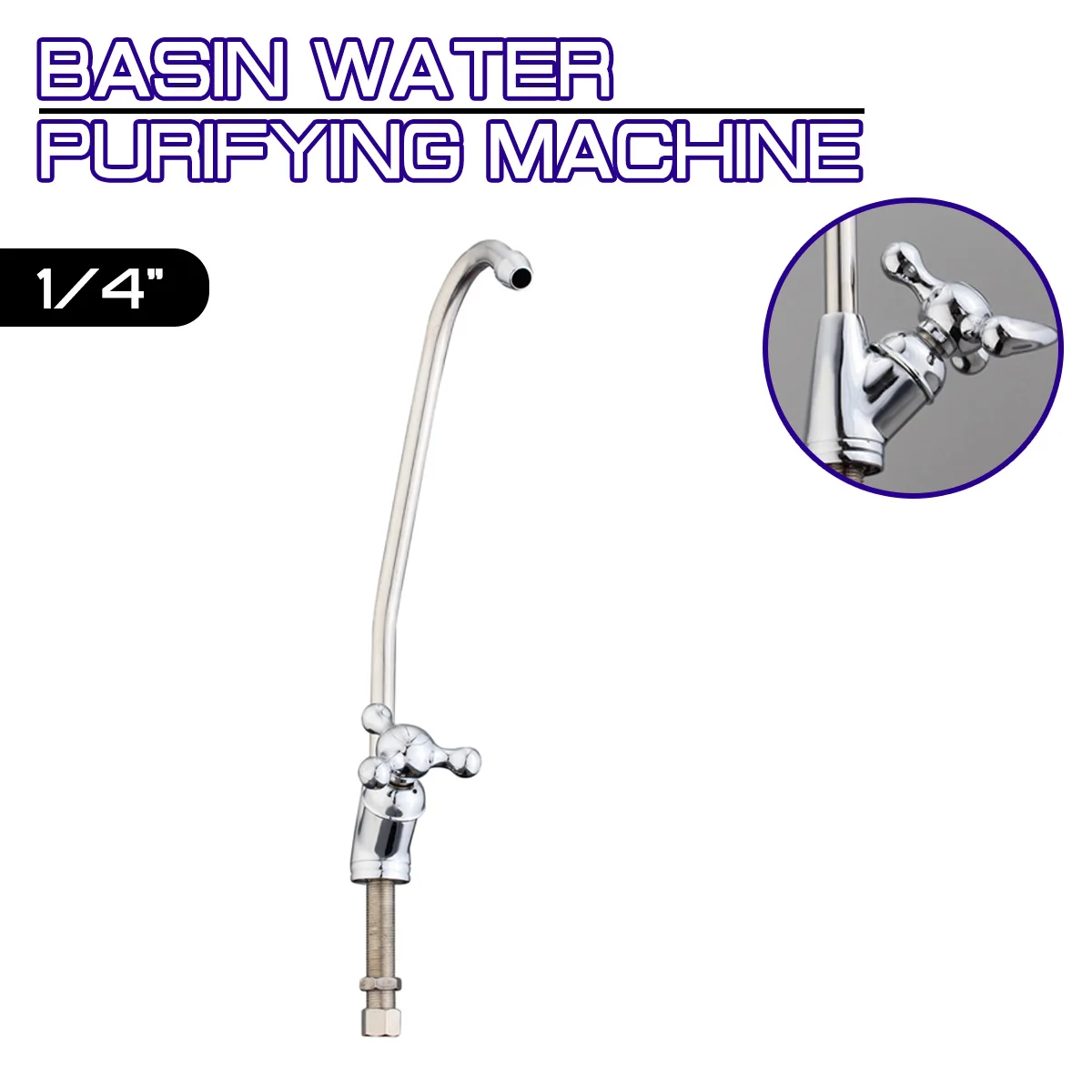 

1/4"Ceramic Core Gooseneck Water Purifier Faucet RO Reverse Osmosis Membrane Drinking Water Filter Parts External Chrome Plating