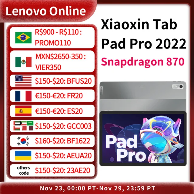 Original Firmware Lenovo Xiaoxin Pad Pro 2022 Snapdragon 870 8GB 128GB Tablet 11.2” OLED 2.5K 120Hz Screen 8200mAh 68W Charge