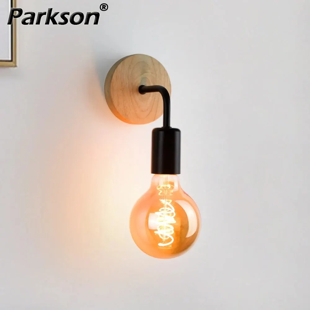 wood wall lamp vintage sconce wall lights fixture e27 bedside retro vintage lamp industrial decor dining room bedroom light