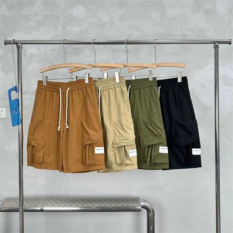 Men's Quick Drying Cargo Shorts With Multi Pocket Summer Solid Color Simple Loose Casual Trendy Thin Sport Five Point Pants
